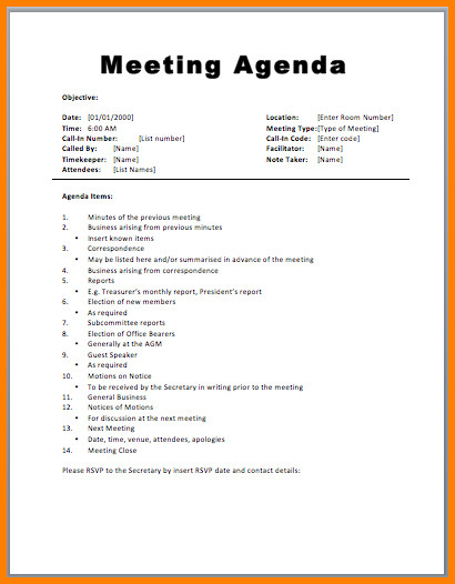Wedding Meeting Agenda Template 8 Sample Agenda for Meeting
