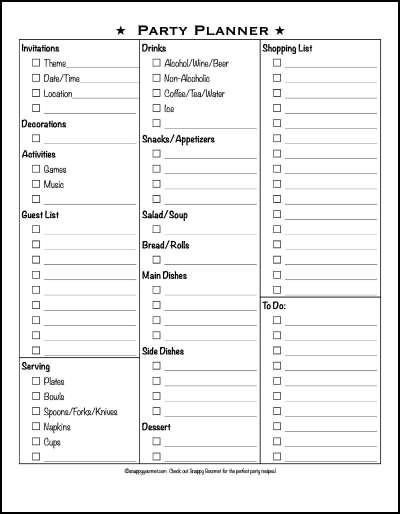 Wedding Party List Template Free Party Planner Checklist
