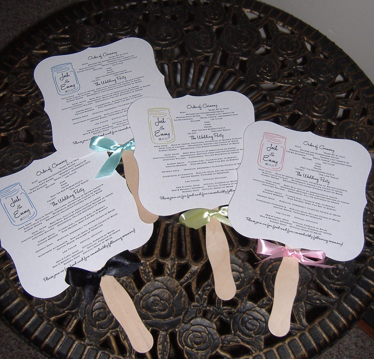 Wedding Program Fans Template Mason Jar Wedding Wedding Fan Wedding Program Paper Fan