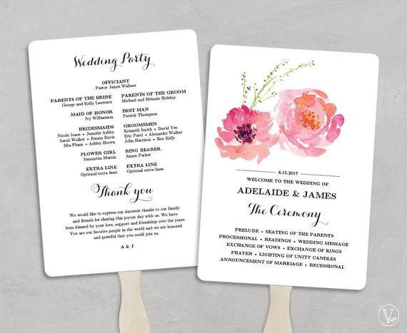 Wedding Program Fans Template Printable Wedding Program Fan Template Wedding Fans Diy