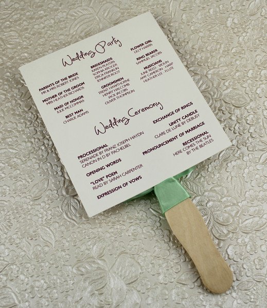 Wedding Program Fans Template Wedding Program Paddle Fan Template – Matelasse Design