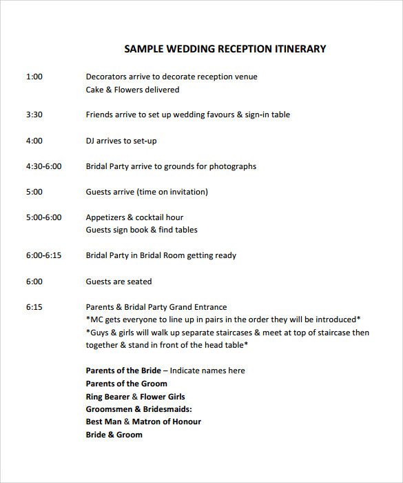 Wedding Reception Program Sample Sample Wedding 10 Documents In Pdf