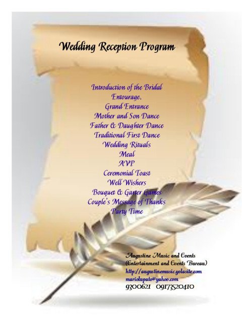 Wedding Reception Program Sample Wedding Reception Program