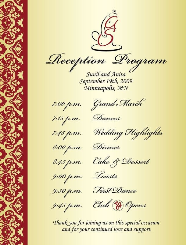 Wedding Reception Program Sample Wedding Reception Program Sample