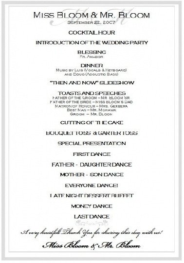 Wedding Reception Program Template Best 25 Wedding Reception Program Ideas On Pinterest