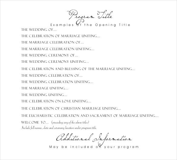 Wedding Reception Program Template Wedding Program Templates – 15 Free Word Pdf Psd
