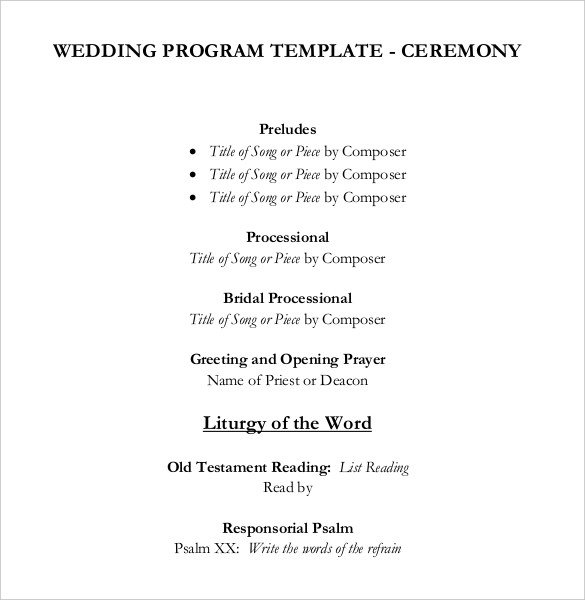 Wedding Reception Program Template Wedding Program Templates – 15 Free Word Pdf Psd
