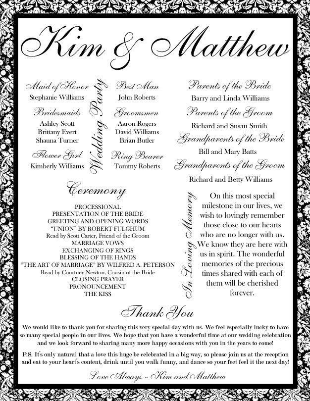 Wedding Reception Program Templates 35 Best Printable Wedding Programs Images On Pinterest