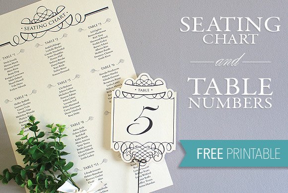 Wedding Reception Seating Charts Template Printable Seating Chart &amp; Table Number Template