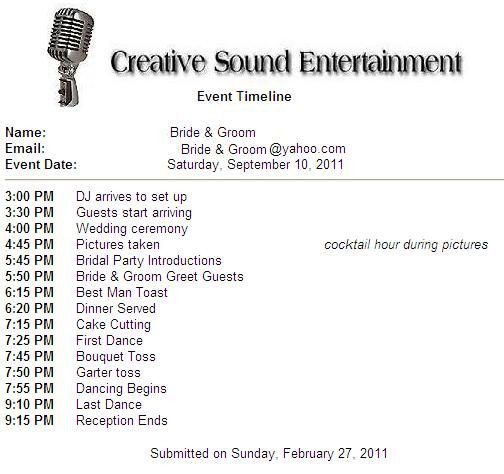 Wedding Reception Timeline Template Receptions Timeline and Wedding On Pinterest