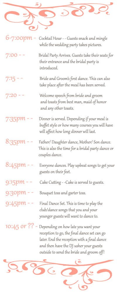 Wedding Reception Timeline Template Stay Time the Big Day Planning Your Wedding