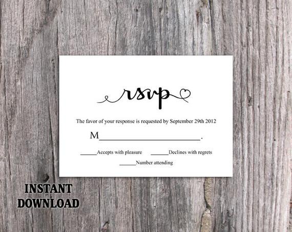Wedding Rsvp Cards Templates Diy Wedding Rsvp Template Editable Word by thedesignsenchanted