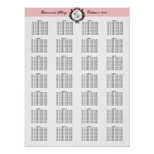 Wedding Seating Chart Poster Templates Template Wedding Seating Chart Paris Chic Poster