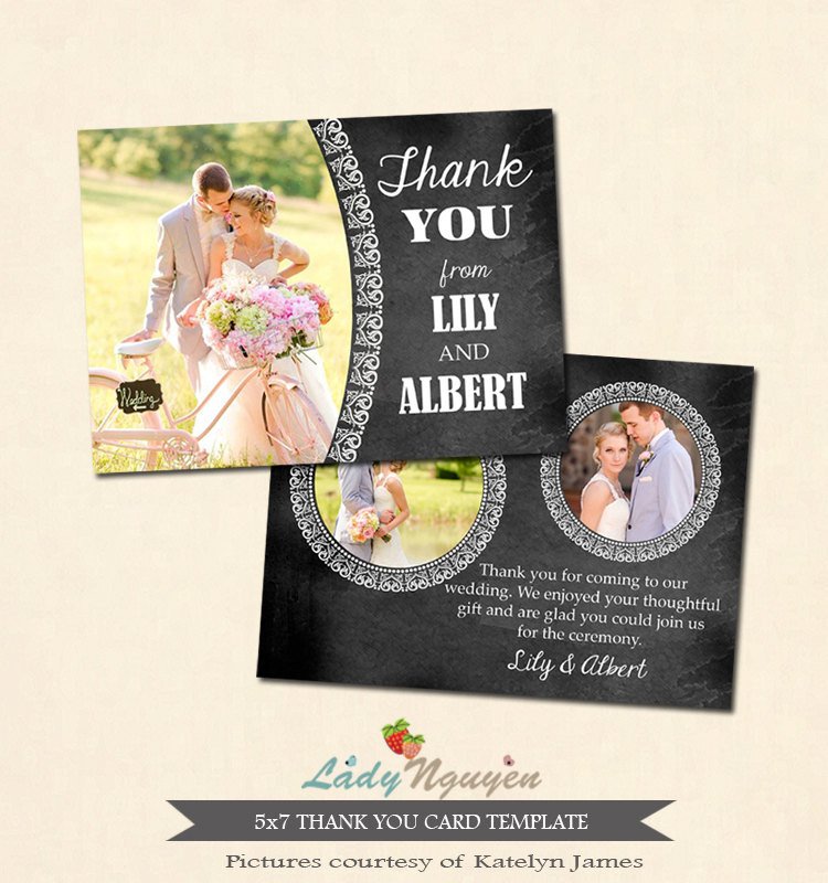 Wedding Thank You Card Template Instant Download 5×7 Wedding Thank You Card Template Ca220