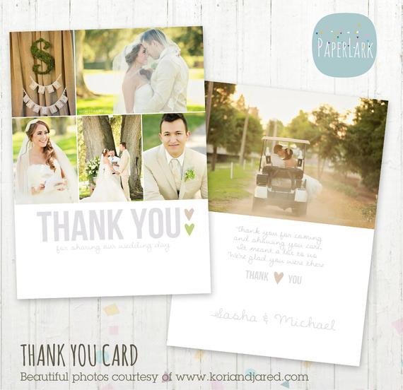 Wedding Thank You Card Template Wedding Thank You Card Shop Template by Paperlarkdesigns