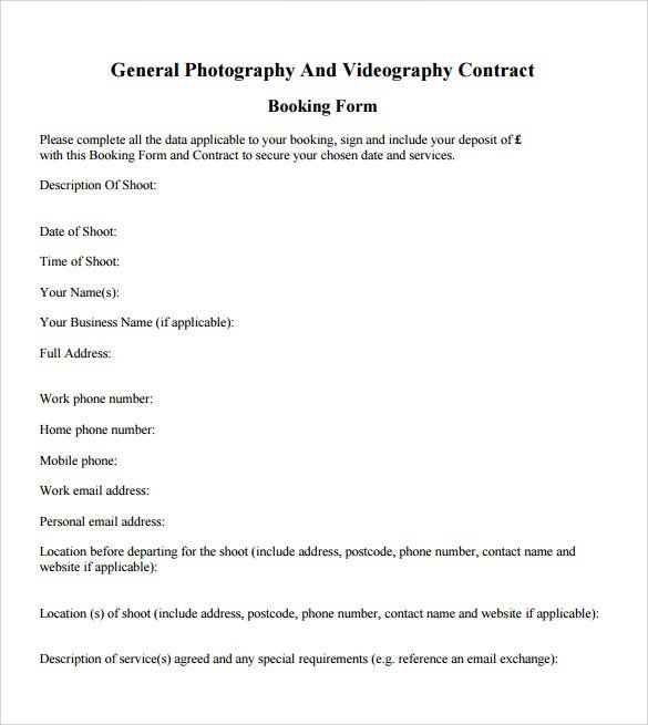 Wedding Videographer Contract Template Videography Contract Template 9 Download Documents In