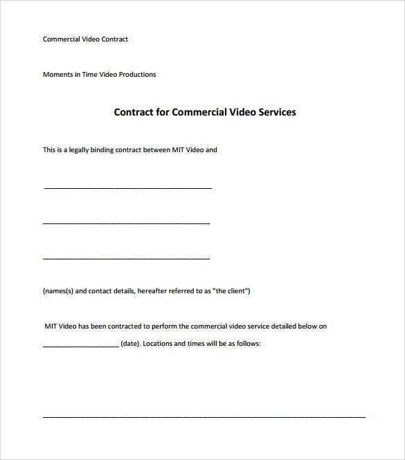 Wedding Videographer Contract Template Videography Contract Template 9 Download Free Documents