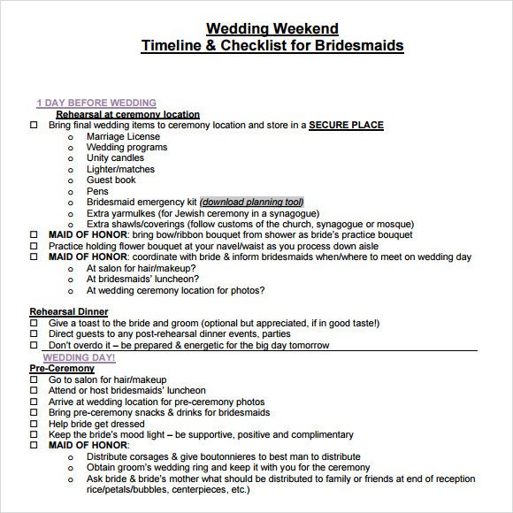 Wedding Weekend Itinerary Template Sample Wedding Weekend Itinerary Template 12 Documents