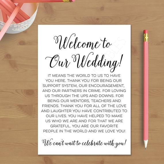 Wedding Welcome Letter Template Printable Wedding Wel E Letter Instant by