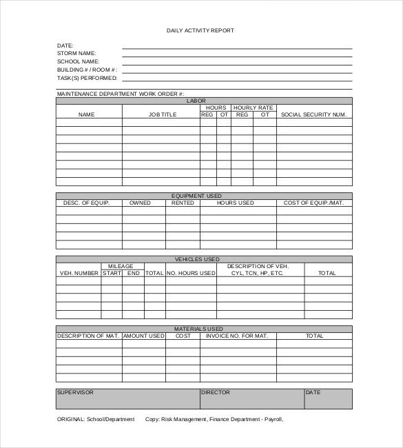 Weekly Activities Report Template Daily Report Template 25 Free Word Excel Pdf