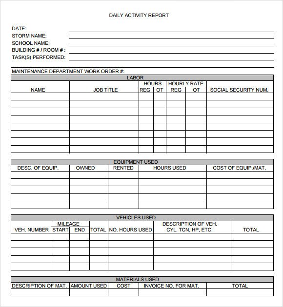 Weekly Activities Report Template Sample Daily Report 25 Documents In Pdf Word