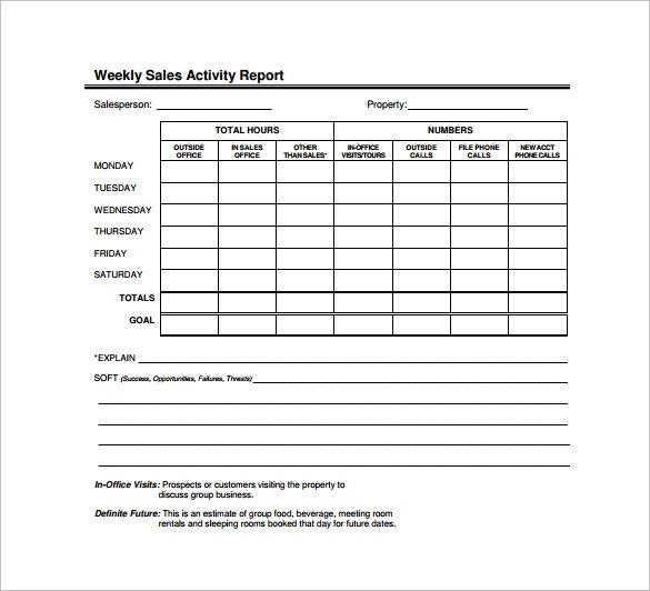 Weekly Activities Report Template Sample Sales Report Template 7 Free Documents Download