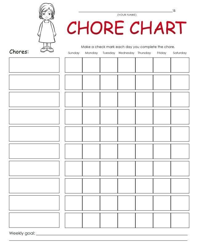 Weekly Chore Chart Printable 17 Best Images About Weekly Charts On Pinterest