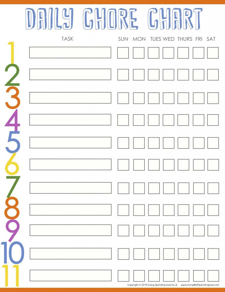 Weekly Chore Chart Printable Best Chore Charts for Kids