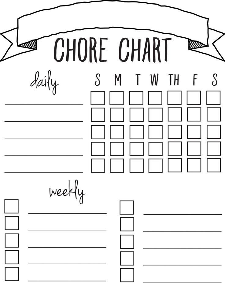 Weekly Chore Chart Printable Diy Printable Chore Chart