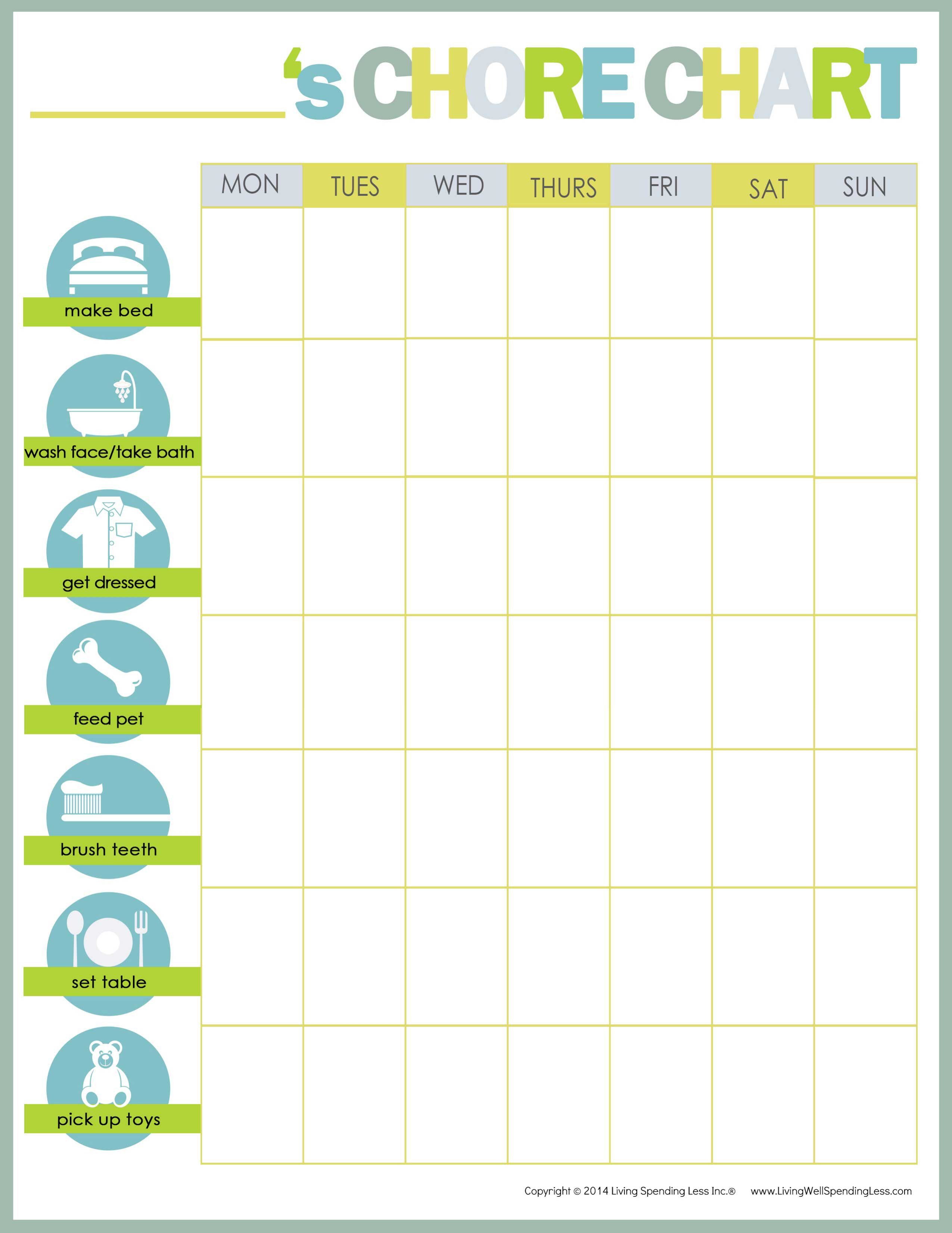 Weekly Chore Chart Printable Free Printable Weekly Chore Charts