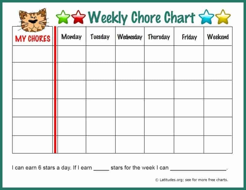Weekly Chore Chart Printable Free Weekly Chore Chart Fun Tiger