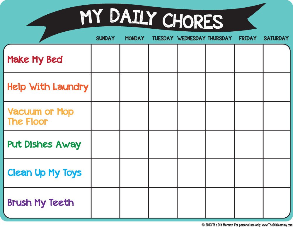 Weekly Chore Chart Printable Make A Preschool Chore Chart Free Printable