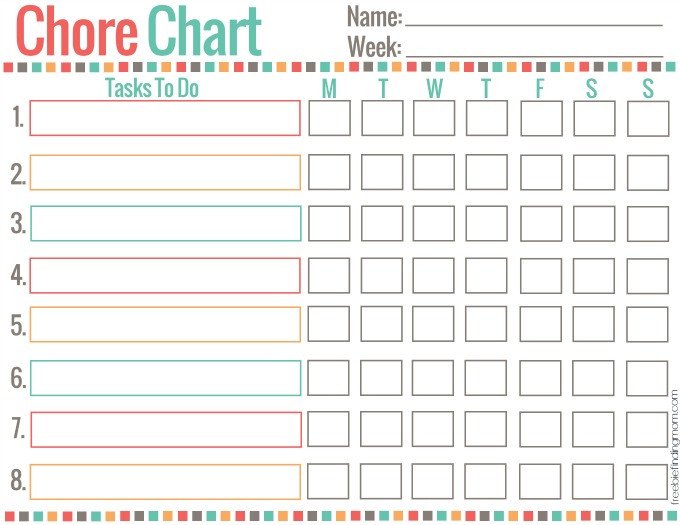 Weekly Chore Chart Printable Remodelaholic