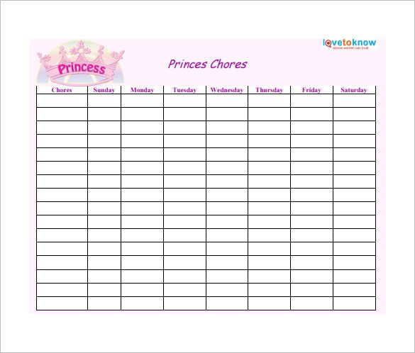 Weekly Chore Chart Templates Weekly Chore Chart Template 24 Free Word Excel Pdf