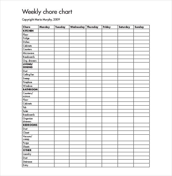 Weekly Chore Chart Templates Weekly Chore Chart Template 24 Free Word Excel Pdf