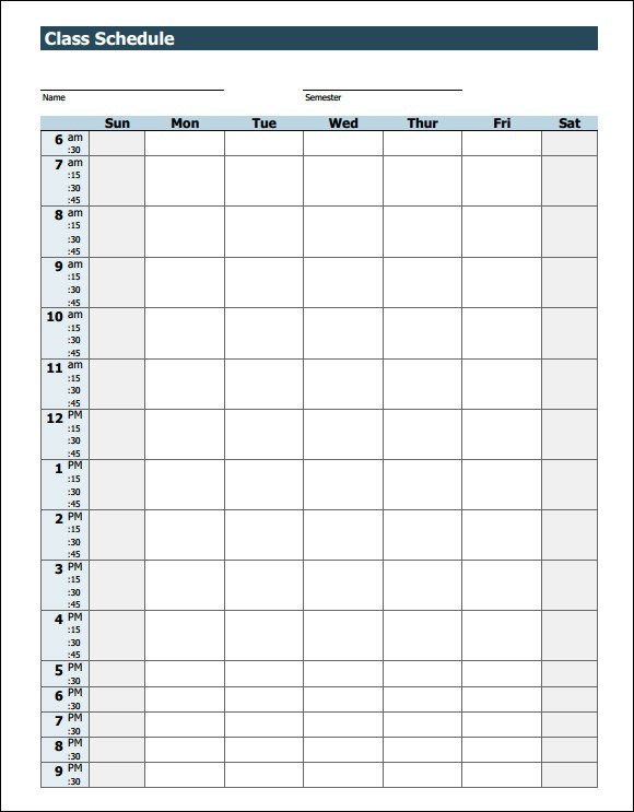Weekly Class Schedule Template Sample Weekly Schedule Template 26 Documents In Psd