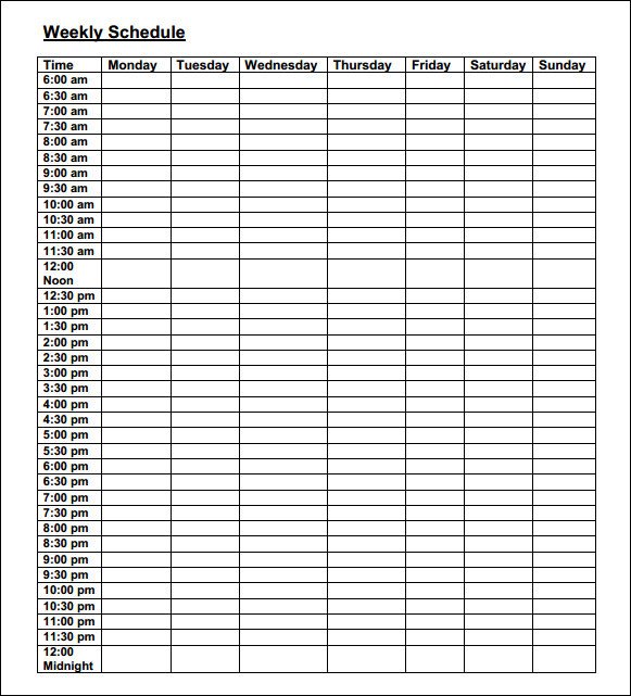 Weekly Class Schedule Template Weekly Schedule Template 9 Download Free Documents In