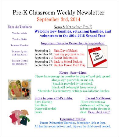 Weekly Classroom Newsletter Template Classroom Newsletter Template 9 Free Word Pdf