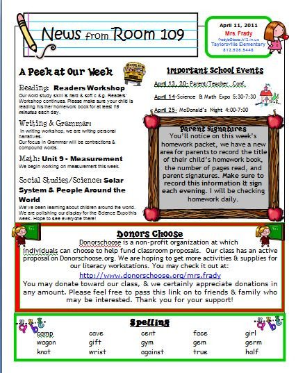 Weekly Classroom Newsletter Template Primary Inspired Newsletter Linky Party