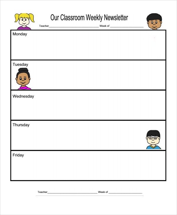 Weekly Classroom Newsletter Template Sample Weekly Newsletter Template 9 Free Documents