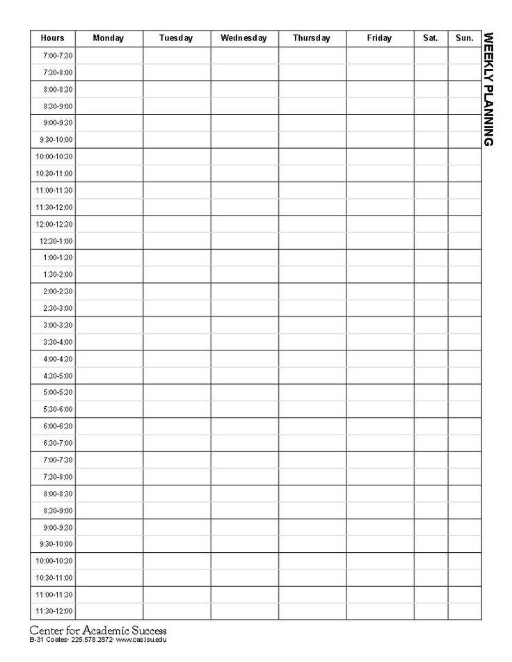Weekly College Schedule Template College Printouts Google Search