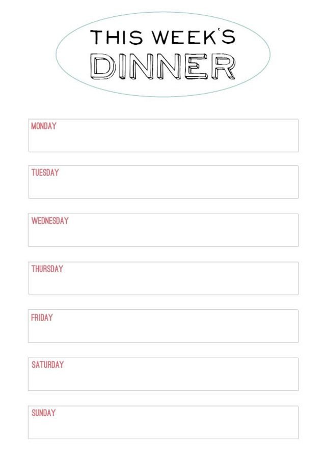Weekly Dinner Menu Templates Printable Menu Template to Make the Planning Of Next