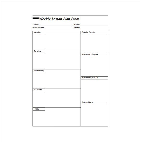 Weekly Lesson Plan Template Editable Lesson Plan Template Pdf – Weekly Lesson Plan