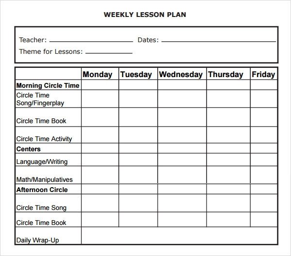 Weekly Lesson Plan Template Pdf Weekly Lesson Plan 8 Free Download for Word Excel Pdf