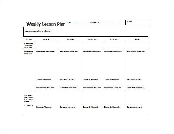 Weekly Lesson Plan Template Pdf Weekly Lesson Plan Template