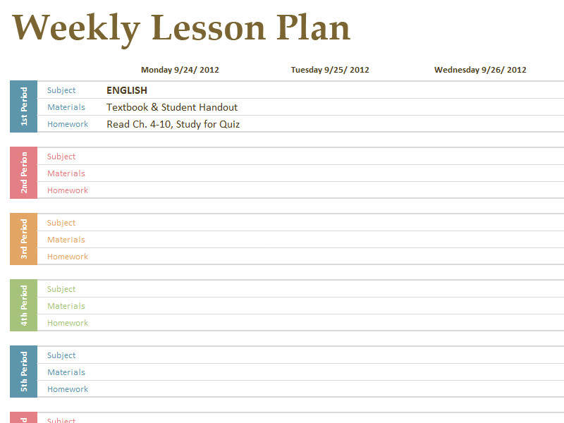 Weekly Lesson Plan Template Printable Lesson Plan Template Free to