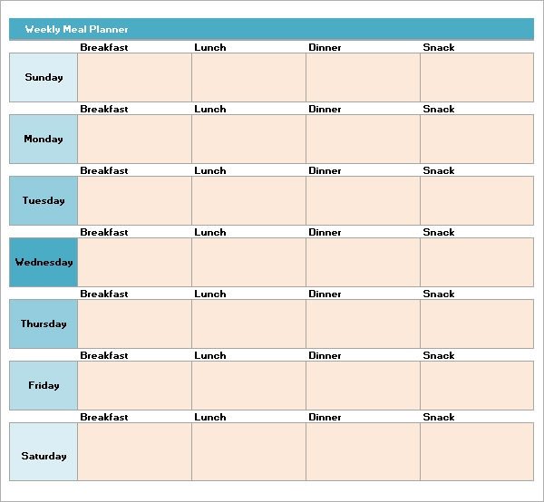 Weekly Meal Planner Template Excel 18 Meal Planning Templates Pdf Excel Word