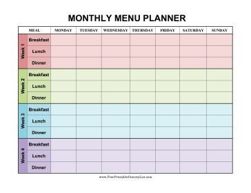 Weekly Meal Planner Template Excel Monthly Meal Planner Template Excel