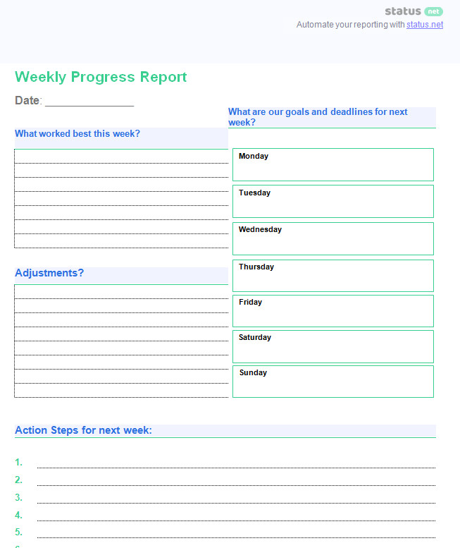 Weekly Progress Report Templates 6 Awesome Weekly Status Report Templates