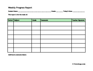 Weekly Progress Report Templates Weekly Progress Report Freeology